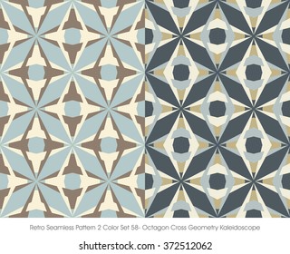Retro Seamless Pattern 2 Color Set_058 Octagon Cross Geometry Ka