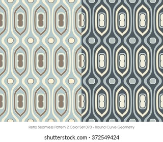Retro Seamless Pattern 2 Color Set_070 Round Curve Geometry