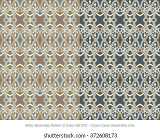 Retro Seamless Pattern 2 Color Set_072 Cross Cover Geometry Line