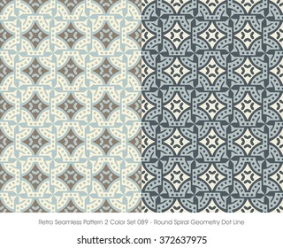 Retro Seamless Pattern 2 Color Set_089 Round Spiral Geometry Dot