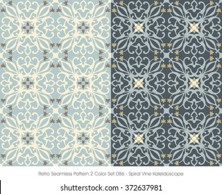 Retro Seamless Pattern 2 Color Set_086 Spiral Vine Kaleidoscope