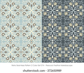 Retro Seamless Pattern 2 Color Set_074 Peacock Feather Kaleidoscope
