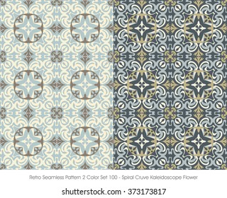 Retro Seamless Pattern 2 Color Set_100 Spiral Cruve Kaleidoscope