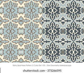 Retro Seamless Pattern 2 Color Set_105 Star Geometry Kaleidoscope
