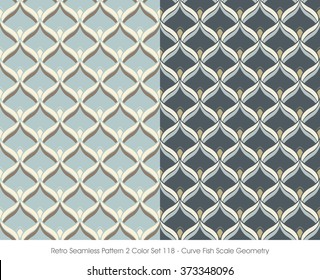 Retro Seamless Pattern 2 Color Set_118 Curve Fish Scale Geometry