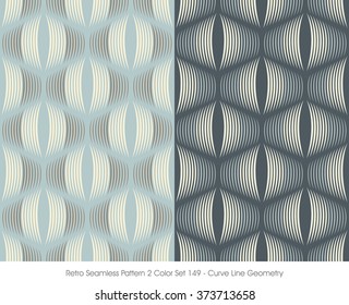 Retro Seamless Pattern 2 Color Set_149 Curve Line Geometry
