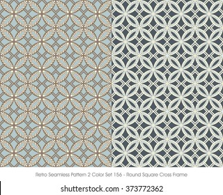Retro Seamless Pattern 2 Color Set_156 Round Square Cross Frame