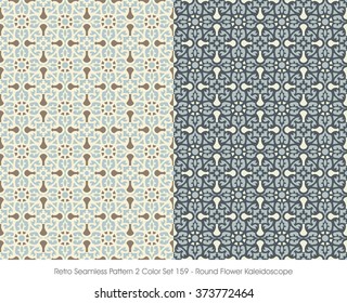 Retro Seamless Pattern 2 Color Set_159 Round Flower Kaleidoscope