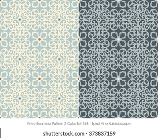 Retro Seamless Pattern 2 Color Set_168 Spiral Vine Kaleidoscope