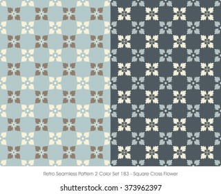Retro Seamless Pattern 2 Color Set_183 Square Cross Flower
