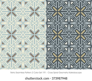 Retro Seamless Pattern 2 Color Set_191 Cross Spiral Geometry Kaleidoscope
