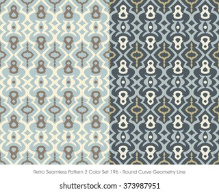 Retro Seamless Pattern 2 Color Set_196 Round Curve Geometry Line
