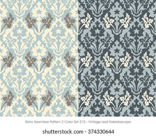 Retro Seamless Pattern 2 Color Set_215 Vintage Leaf Kaleidoscope
