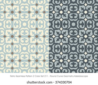 Retro Seamless Pattern 2 Color Set_211 Round Curve Geometry Kaleidoscope
