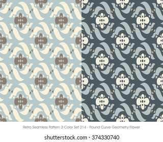 Retro Seamless Pattern 2 Color Set_214 Round Curve Geometry Flower
