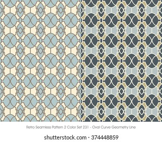 Retro Seamless Pattern 2 Color Set_231 Oval Curve Geometry Line
