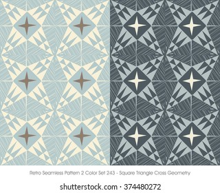 Retro Seamless Pattern 2 Color Set_243 Square Triangle Cross Geometry
