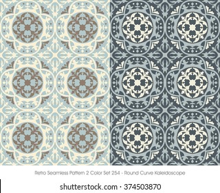 Retro Seamless Pattern 2 Color Set_254 Round Curve Kaleidoscope
