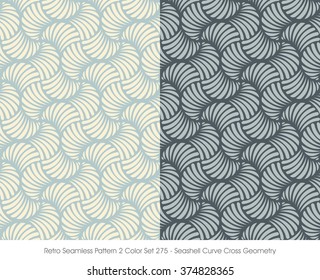 Retro Seamless Pattern 2 Color Set_275 Seashell Curve Cross Geometry

