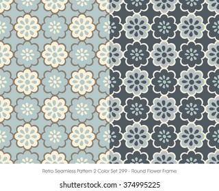 Retro Seamless Pattern 2 Color Set_299 Round Flower Frame

