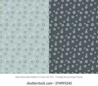 Retro Seamless Pattern 2 Color Set_292 Vintage Round Daisy Flower
