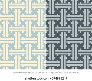 Retro Seamless Pattern 2 Color Set_297 Square Cross Geometry Frame
