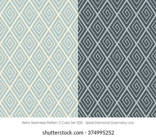Retro Seamless Pattern 2 Color Set_300 Spiral Diamond Geometry Line

