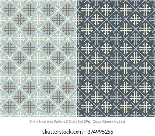 Retro Seamless Pattern 2 Color Set_296 Cross Geometry Line

