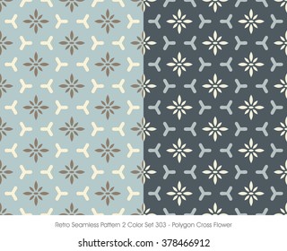 Retro Seamless Pattern 2 Color Set_303 Polygon Cross Flower
