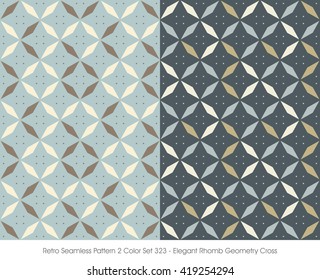 Retro Seamless Pattern 2 Color Set_323 Elegant Rhomb Geometry Cross