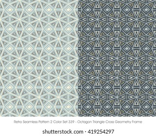 Retro Seamless Pattern 2 Color Set_339 Octagon Triangle Cross Geometry Frame
