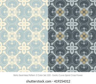Retro Seamless Pattern 2 Color Set_320  Exotic Curve Spiral Cross