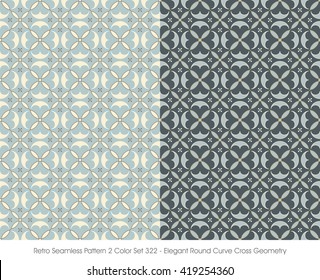 Retro Seamless Pattern 2 Color Set_322 Elegant Round Curve Cross