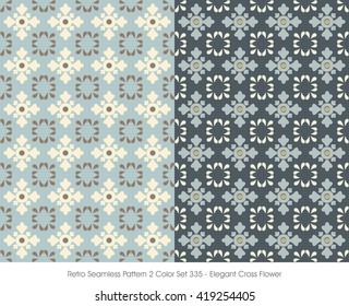 Retro Seamless Pattern 2 Color Set_335 Elegant Cross Flower

