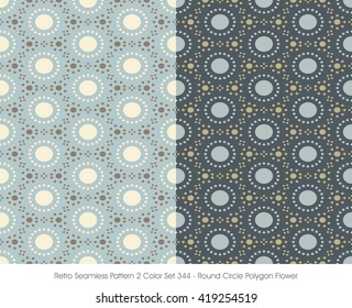 Retro Seamless Pattern 2 Color Set_344 Round Circle Polygon Flower