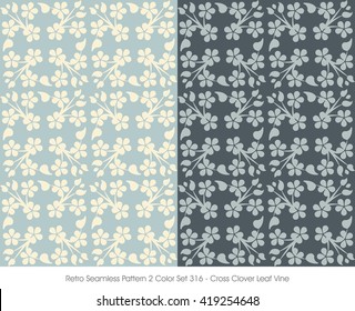 Retro Seamless Pattern 2 Color Set_316 Cross Clover Leaf Vine
