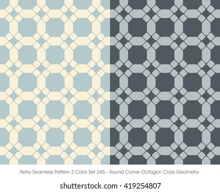 Retro Seamless Pattern 2 Color Set_345 Round Corner Octagon Cross