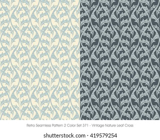 Retro Seamless Pattern 2 Color Set_371 Vintage Nature Leaf Cross