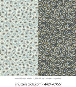 Retro Seamless Pattern 2 Color Set_386_Vintage Daisy Flower
