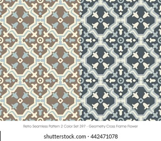 Retro Seamless Pattern 2 Color Set_397_Geometry Cross Frame Flower
