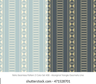 Retro Seamless Pattern 2 Color Set_408 Aboriginal Triangle Geometry Line
