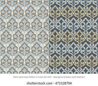 Retro Seamless Pattern 2 Color Set_402 Aboriginal Garden Leaf Abstract
