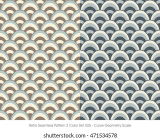 Retro Seamless Pattern 2 Color Set_435 Curve Geometry Scale
