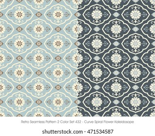 Retro Seamless Pattern 2 Color Set_432 Curve Spiral Flower Kaleidoscope
