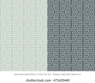 Retro Seamless Pattern 2 Color Set_452 Polygon Geometry Spiral Line
