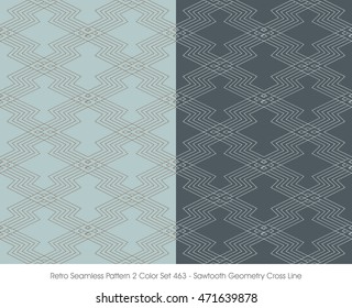 Retro Seamless Pattern 2 Color Set_463 Sawtooth Geometry Cross Line
