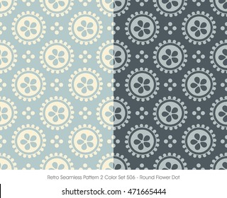 Retro Seamless Pattern 2 Color Set_506 Round Flower Dot
