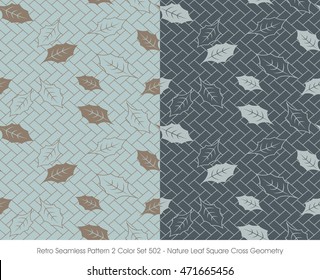 Retro Seamless Pattern 2 Color Set_502 Nature Leaf Square Cross Geometry
