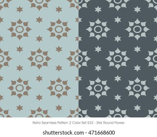 Retro Seamless Pattern 2 Color Set_532 Star Round Flower
