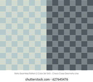 Retro Seamless Pattern 2 Color Set Check Cross Geometry Line